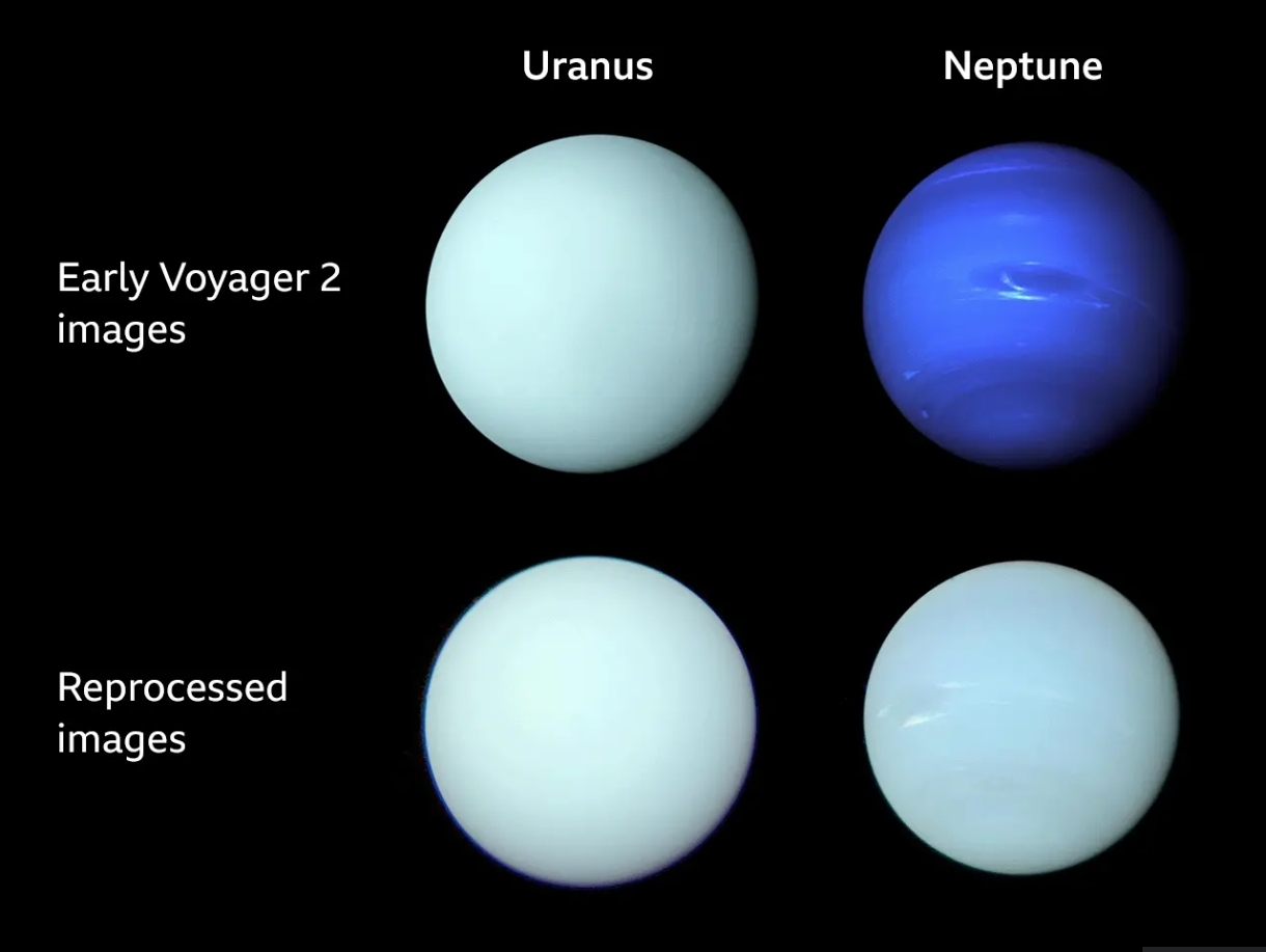 Uranus and Neptune true color comparison by University of Oxford