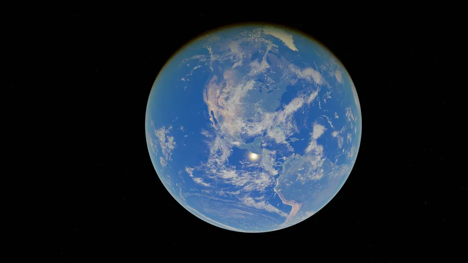 Imagem de tirar o fôlego da Terra vista do espaço, mostrando os vastos oceanos azuis.