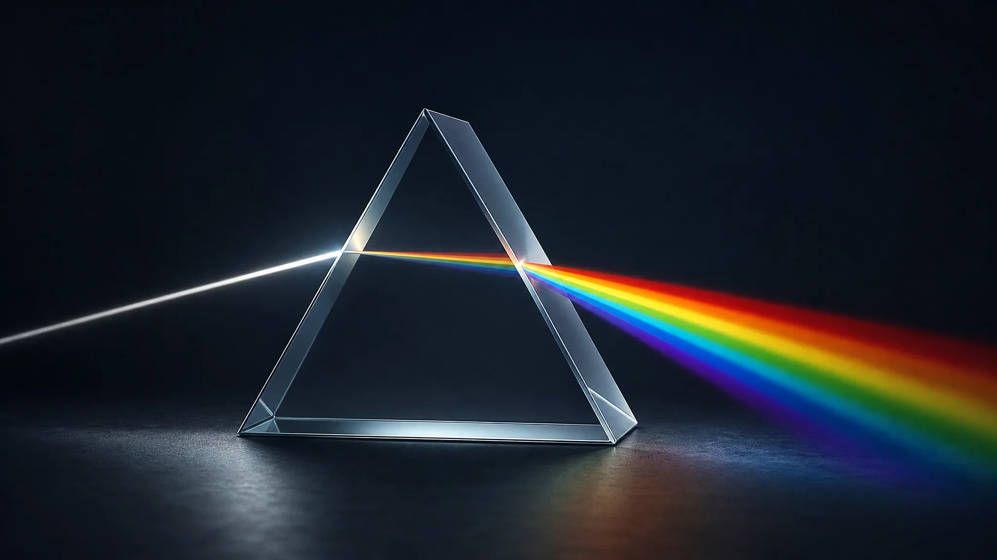 Como um prisma revela as cores da luz branca? Ilustração gerada por IA.