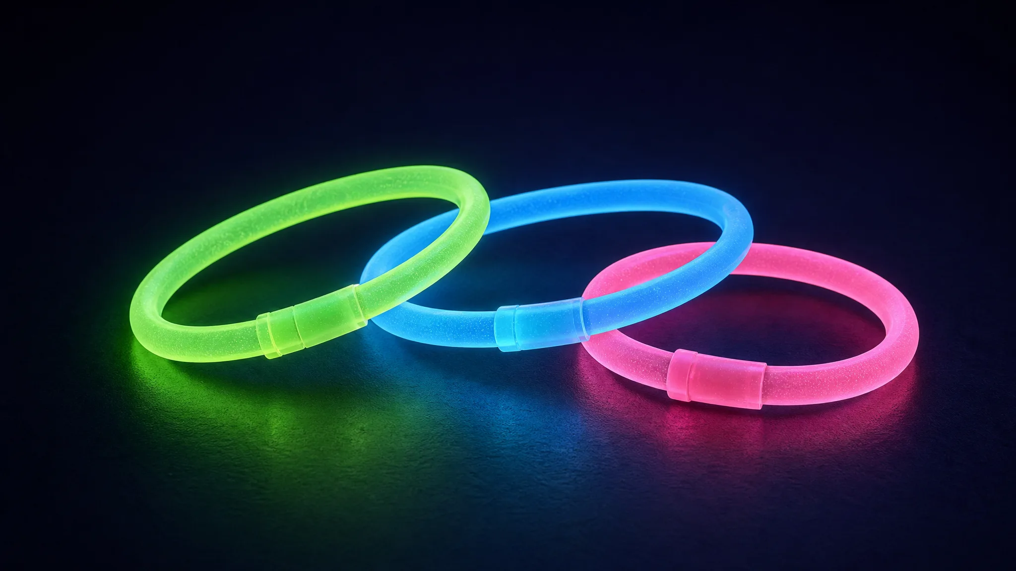 Por que uma pulseira luminosa brilha sem pilha? Ilustração gerada por IA.