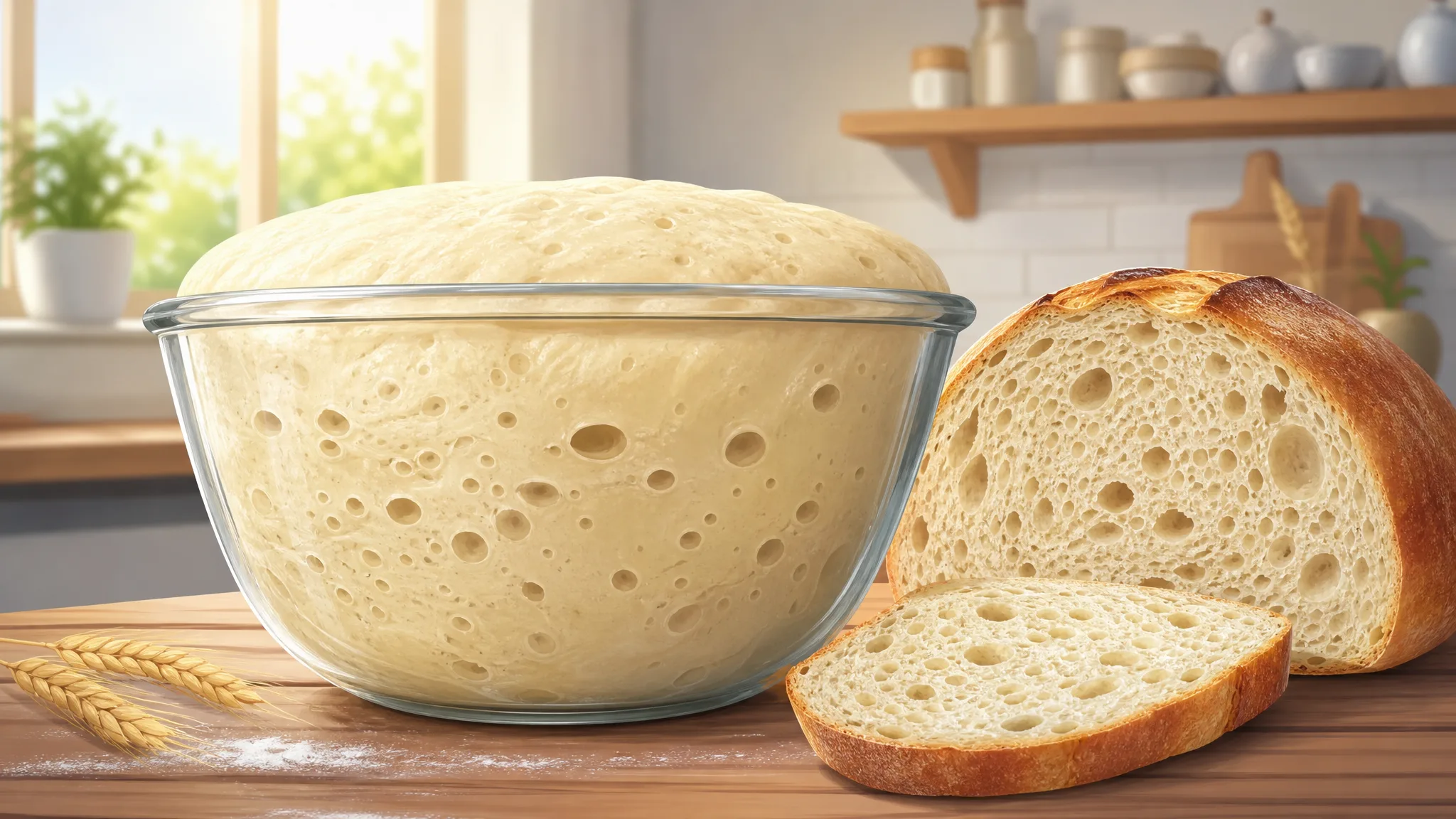 Por que a massa do pão cresce antes de ir ao forno? Ilustração gerada por IA.