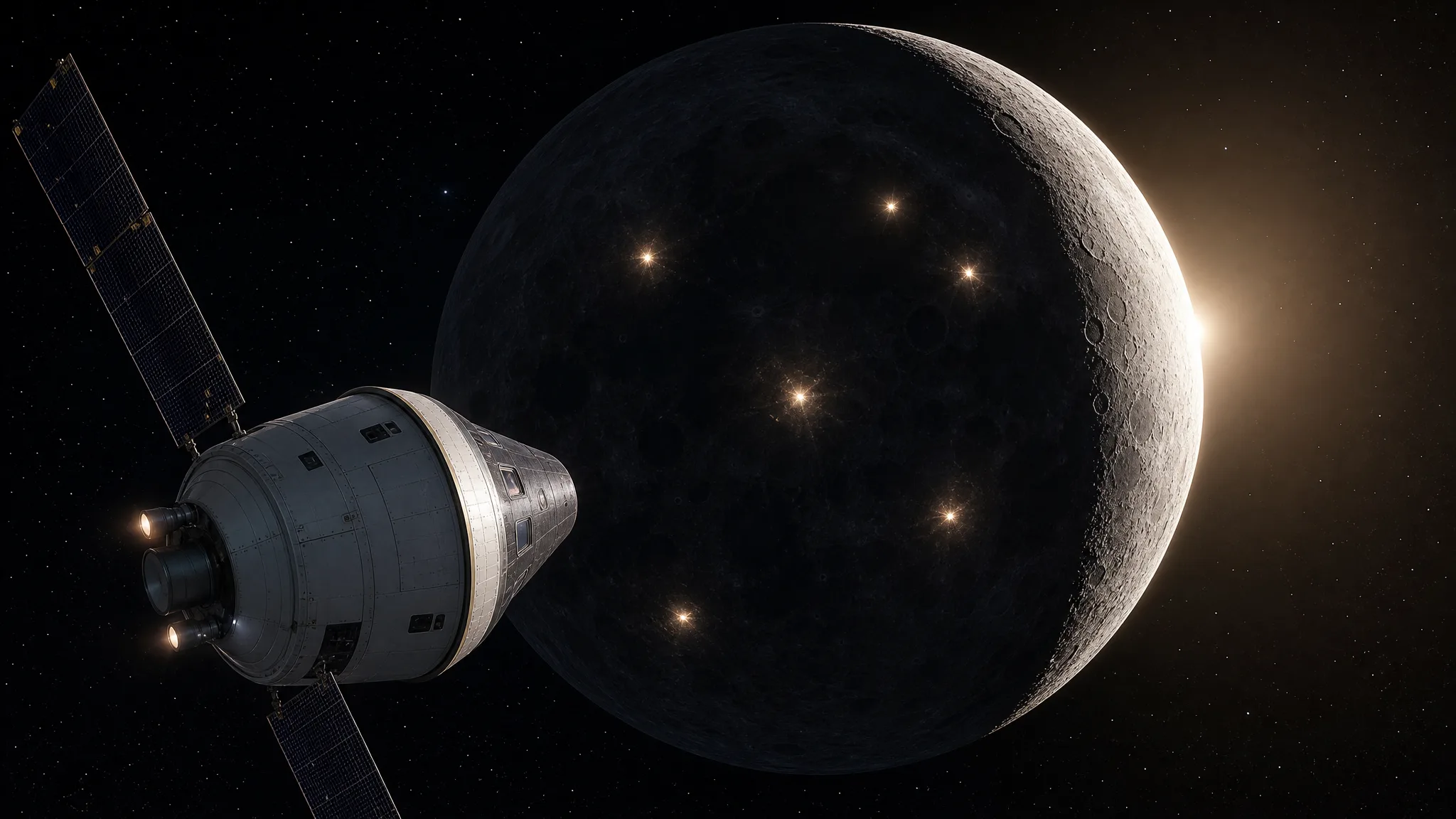 Artemis II registra cinco flashes de impactos na Lua Ilustração gerada por IA.