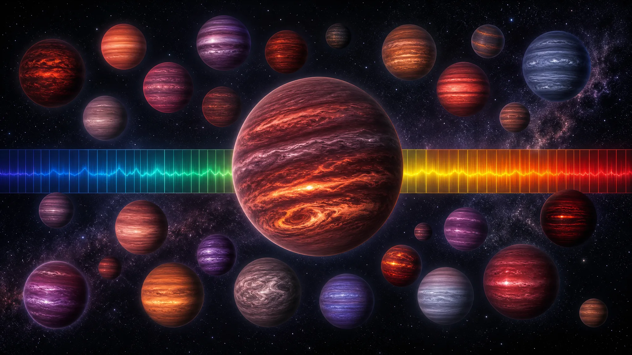 SPHEREx revela atmosferas variadas em 37 anãs marrons Ilustração gerada por IA.