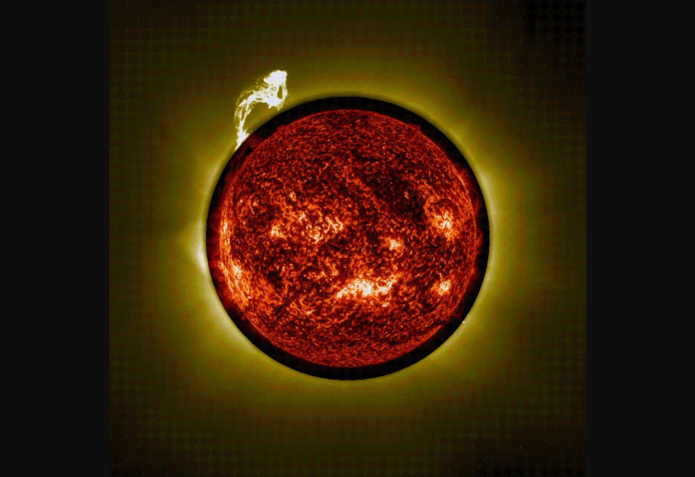Coroa solar interna observada pelo ASPIICS na missão Proba-3. Crédito: ESA/Proba-3/ASPIICS, NASA/SDO/AIA — CC BY-SA 3.0 IGO.