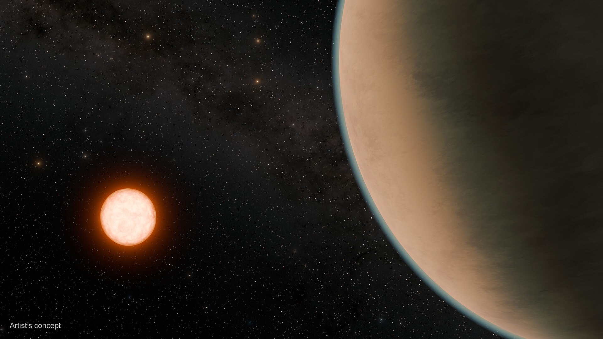 Gliese 12 b, which orbits a cool, red dwarf star located just 40 light-years away, promises to tell astronomers more about how planets close to their stars retain or lose their atmospheres. In this artist’s concept, Gliese 12 b is shown with a thick atmosphere similar to that of Venus in our solar system.