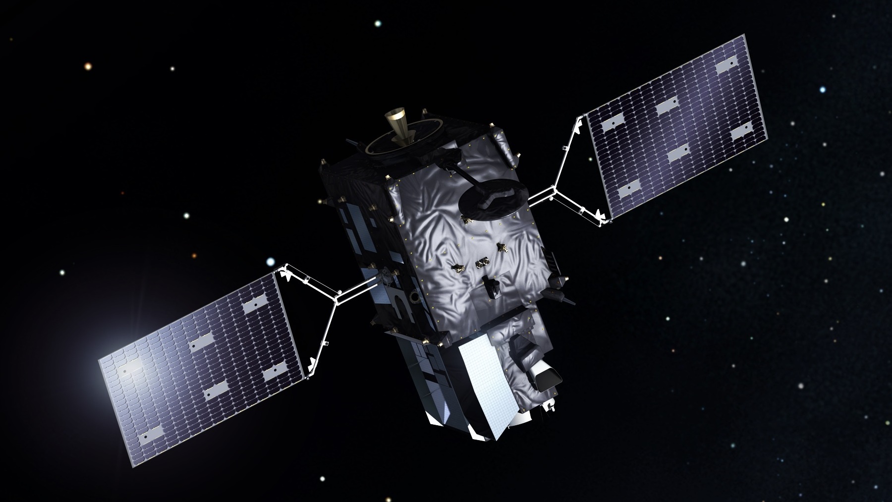 Meteosat Third Generation (MTG) Sounding satellite. The system includes four MTG-I imaging (foreground) and two MTG-S sounding satellites. Continuing the long-standing partnership between ESA and the European Organisation for the Exploitation of Meteorological Satellites (Eumetsat), and building on the success of the first two generations of Meteosat satellites, this new family of weather satellites will not only guarantees the continuity of data for weather forecasting from geostationary orbit