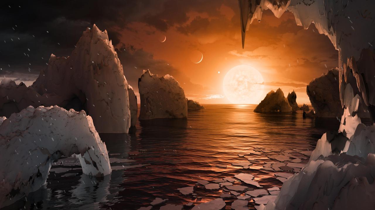 Imagine standing on the surface of the exoplanet TRAPPIST-1f. This artist concept is one interpretation of what it could look like.