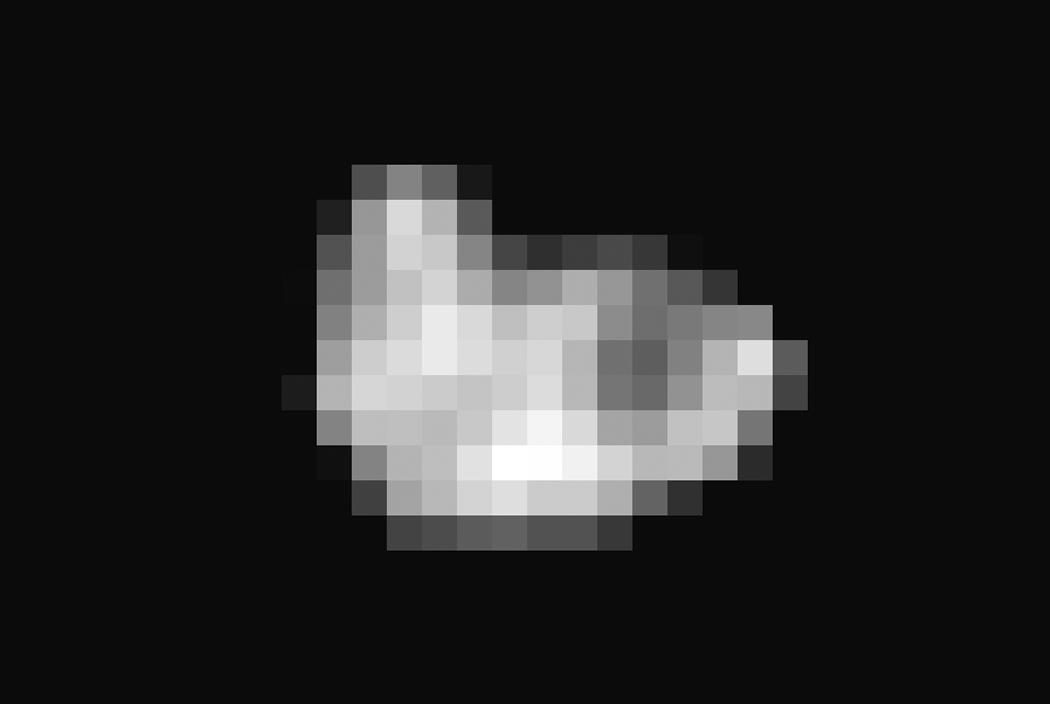 Like that of Charon, Hydra surface is probably covered with water ice, the most abundant ice in the universe. This image, with a resolution of 2 miles per pixel, was taken by NASA New Horizons spacecraft from approximately 400,000 miles away.