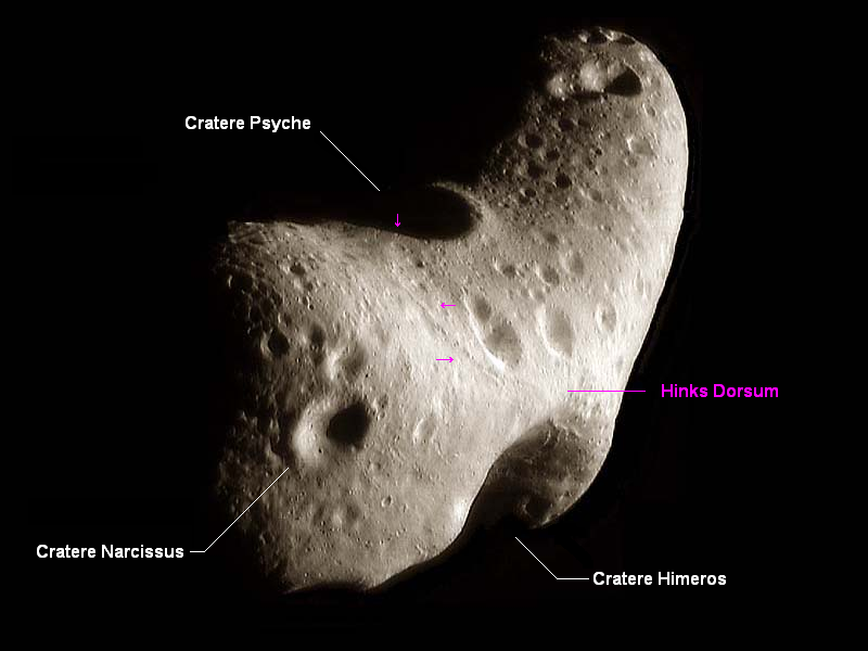 False color view of http://photojournal.jpl.nasa.gov/catalog/PIA02923 Original caption from NASA's Astronomy picture of the day...: :Asteroid Eros Reconstructed :Credit: NEAR Project, NLR, JHUAPL, Goddard SVS, NASA Explanation: Orbiting the Sun between Mars and Earth, asteroid 433 Eros was visited by the robot spacecraft NEAR-Shoemaker in 2000 February. High-resolution surface images and measurements made by NEAR's Laser Rangefinder (NLR) have been combined into the above visualization based on